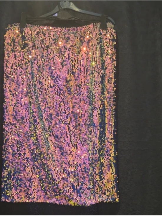 Lost Ink Dresses & Skirts - Iridescent Pink Sequin Midi Skirt